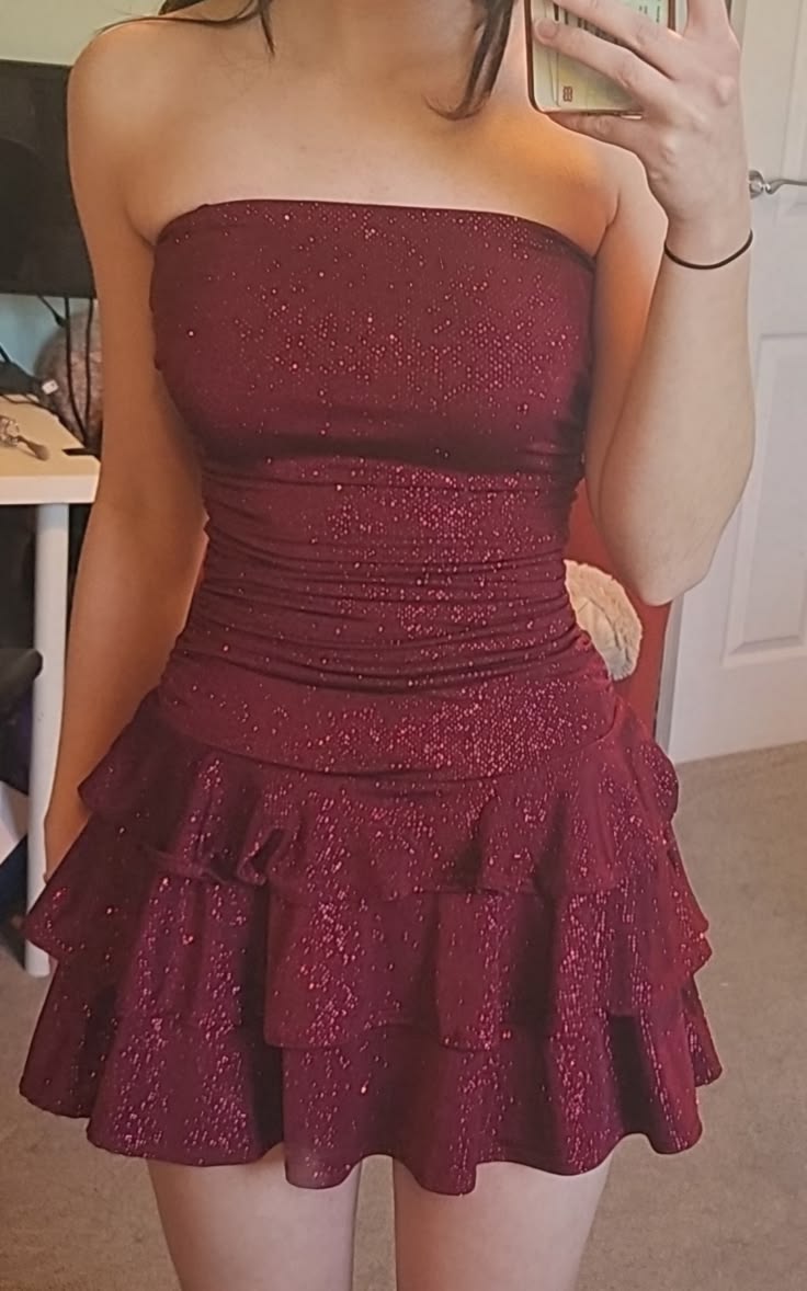 Beauty Homecoming Dress Wine Red Strapless Cocktail Dress Short Birthday Party Dress