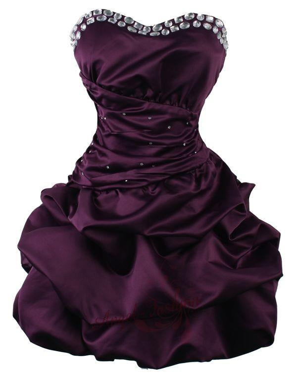 Elegant Homecoming Dress Stain Dark Purple Sweetheart Pleated Cocktail Dress Short Birthday Party Dress