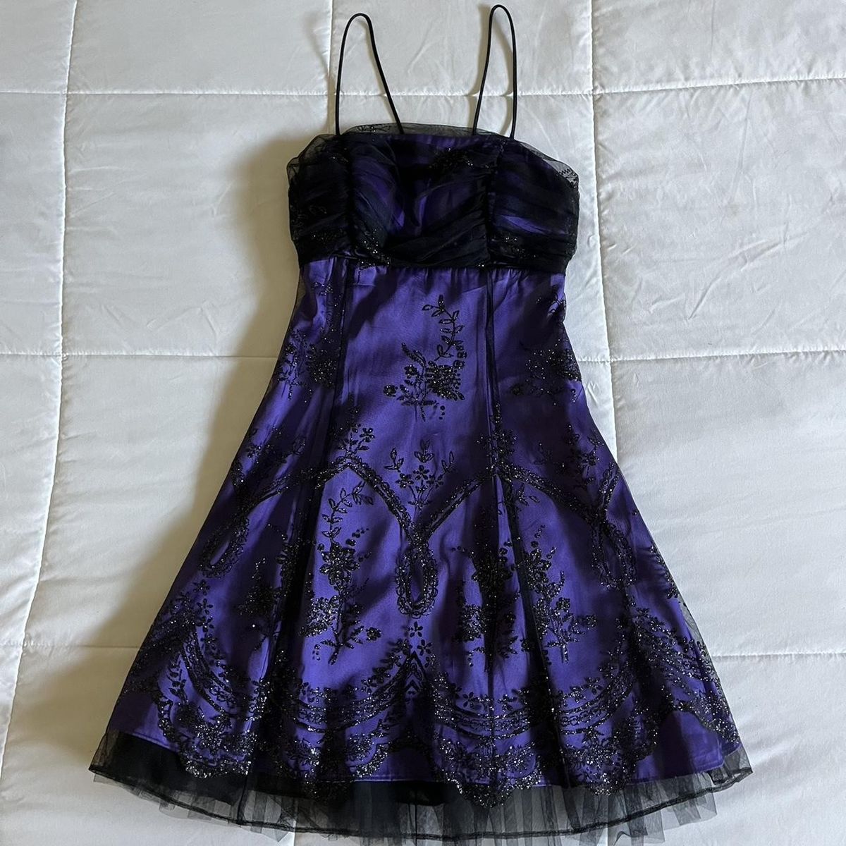 Charming Homecoming Dress A Line Purple Spagehtti Straps Tulle Cocktail Dress Short Birthday Party Dress