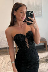 Backless Sequin Mermaid Prom Dress with Sweetheart Neckline and Delicate Appliques