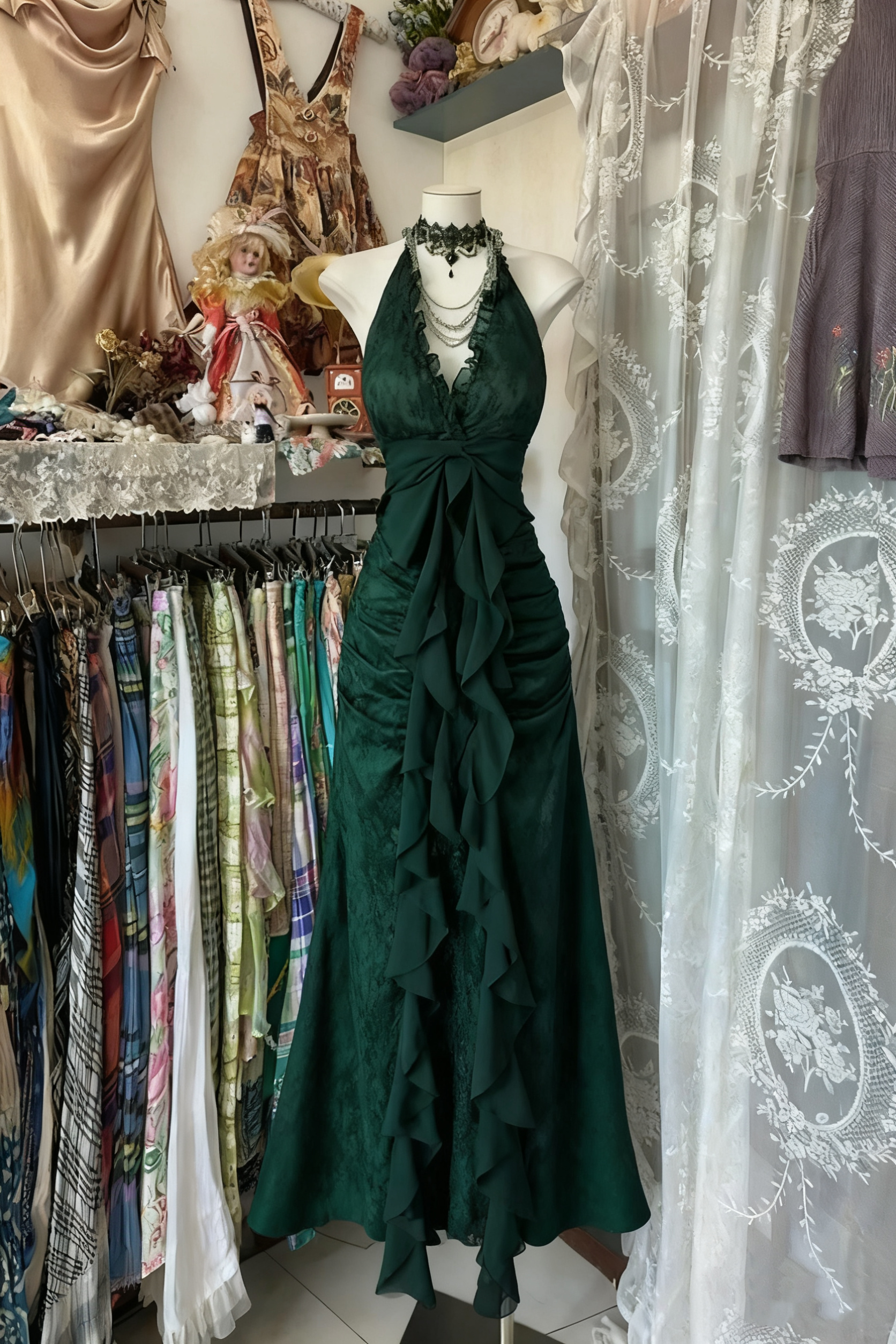 Black Elegant Vintage Prom Party Gown Evening Dress
