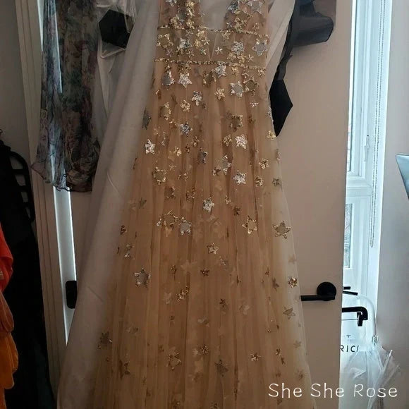 Charming V-Neck Floral Long Prom Dress, Evening Dress