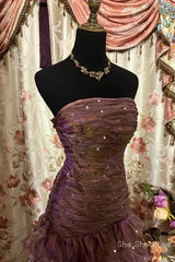 Classy Mermaid Strapless Ruffles Long Evening Dress Formal Prom Dress