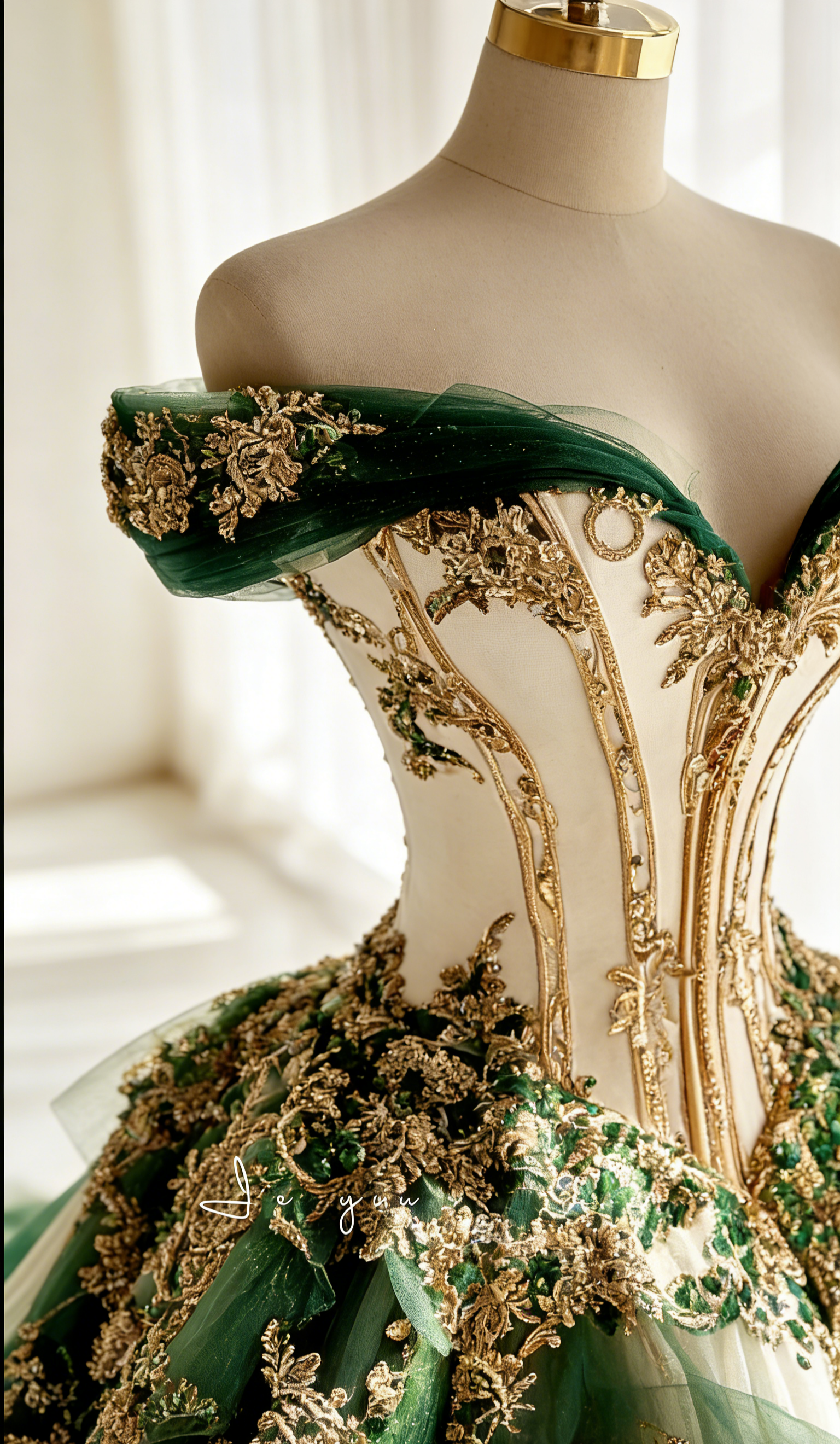 Chic Green Long Prom Dresses Appliques Tulle Off-shoulder A-Line Evening Dresses