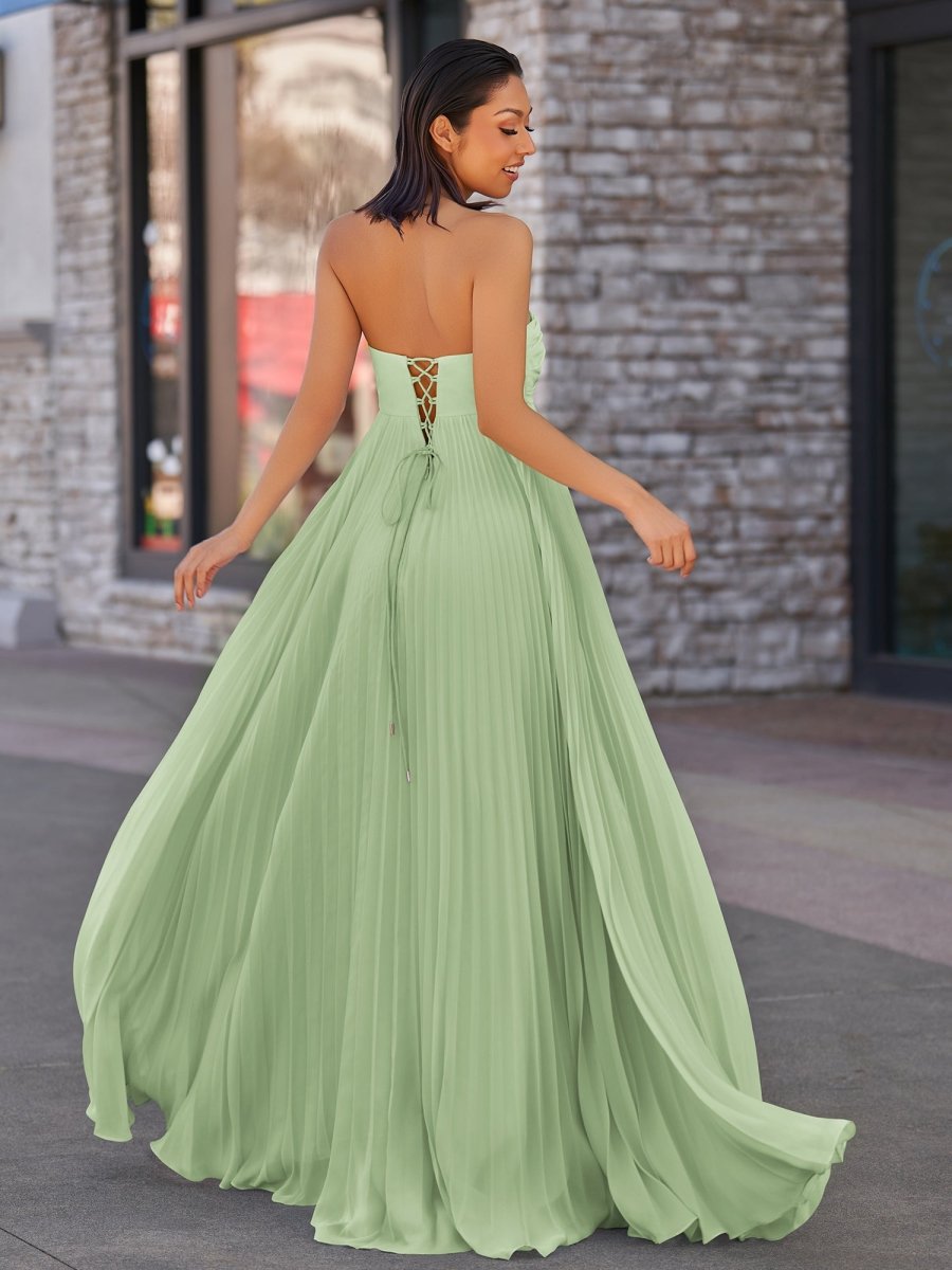 A Line Light Pink Sweetheart Chiffon Long Prom Dress