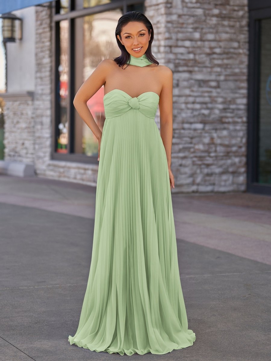 A Line Light Pink Sweetheart Chiffon Long Prom Dress