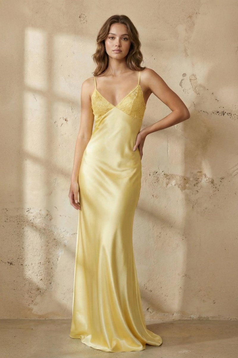 Blue Spaghetti Straps Sheath Satin Long Prom Dresses With Appliques